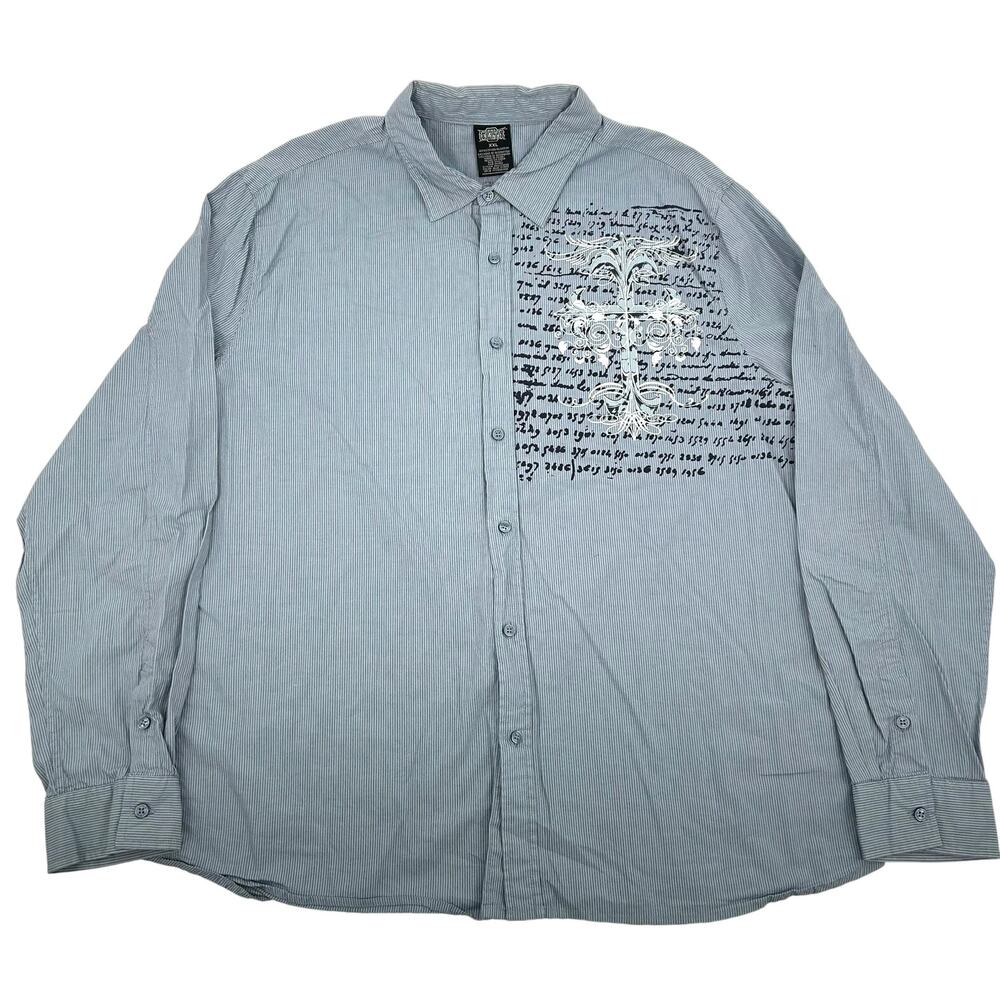 VTG y2k men's MMA Elite 'courage honour' tribal‎ wings skull cross button shirt
